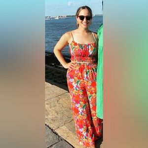 🌺Tropical two piece set (crop tank + wide leg pants)